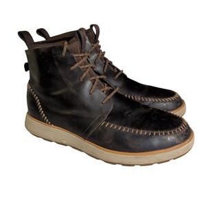 Chaco Men's Dixon Boots Mens Size 10 Mid Brown Leather Moc Toe Whip Stitch